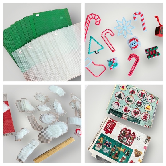 Vintage Needlepoint Plastic Canvas - Large Lot of Christmas pieces/pattern - Picture 16 of 16